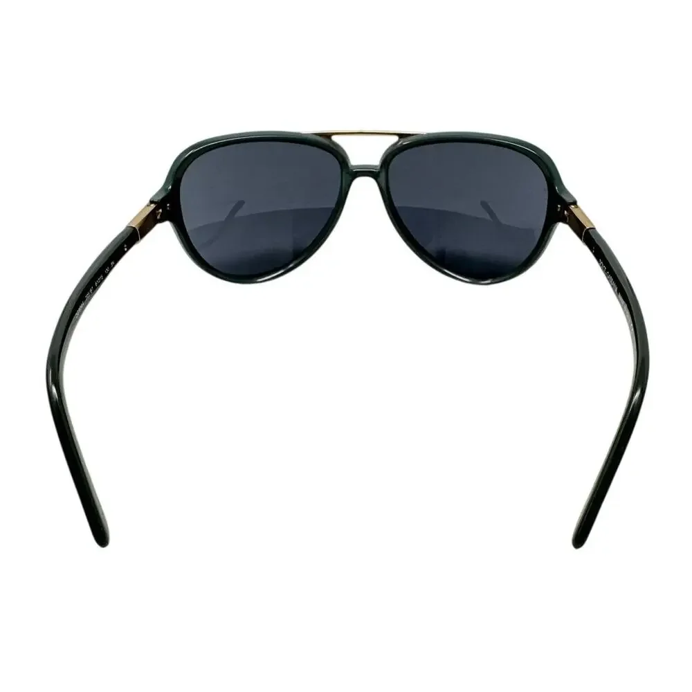 Dolce & Gabbana Sunglasses Dark Green Gold Shield Pilot Aviator Italy w/ case+